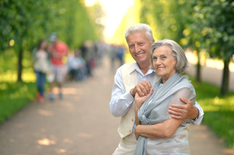 Retired couple in park