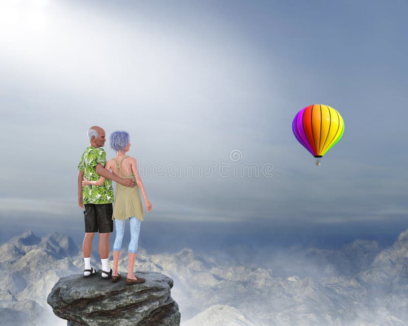 Retirement, Retired Senior Couple, Love, Romance, Hot Air Balloon stock image Retirement, Retired Senior Couple, Love, Romance, Hot Air Balloon stock image