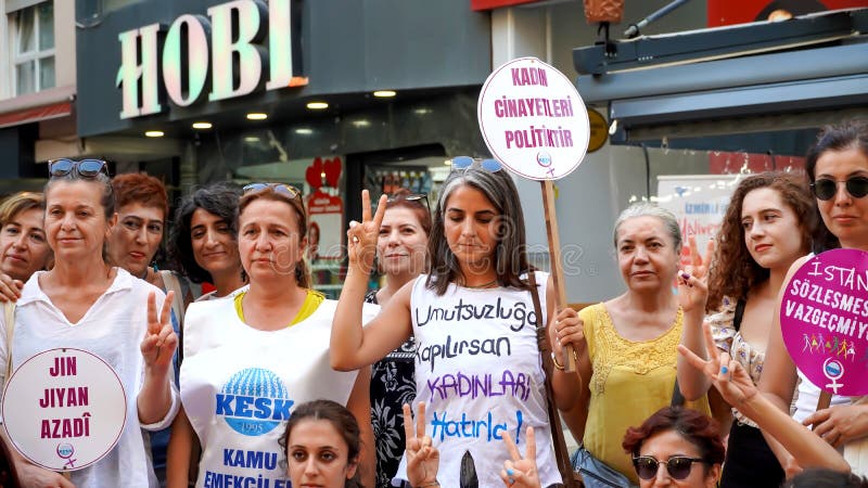 Turkey`s withdrawal from the Istanbul Convention was unanimously approved by the 10th Chamber of the Council of State on July 19.  Izmir Women`s Assembly of Confederation of Public Workers` Unions was protested the decision with banners and slogans. Turkey`s withdrawal from the Istanbul Convention was unanimously approved by the 10th Chamber of the Council of State on July 19.  Izmir Women`s Assembly of Confederation of Public Workers` Unions was protested the decision with banners and slogans.