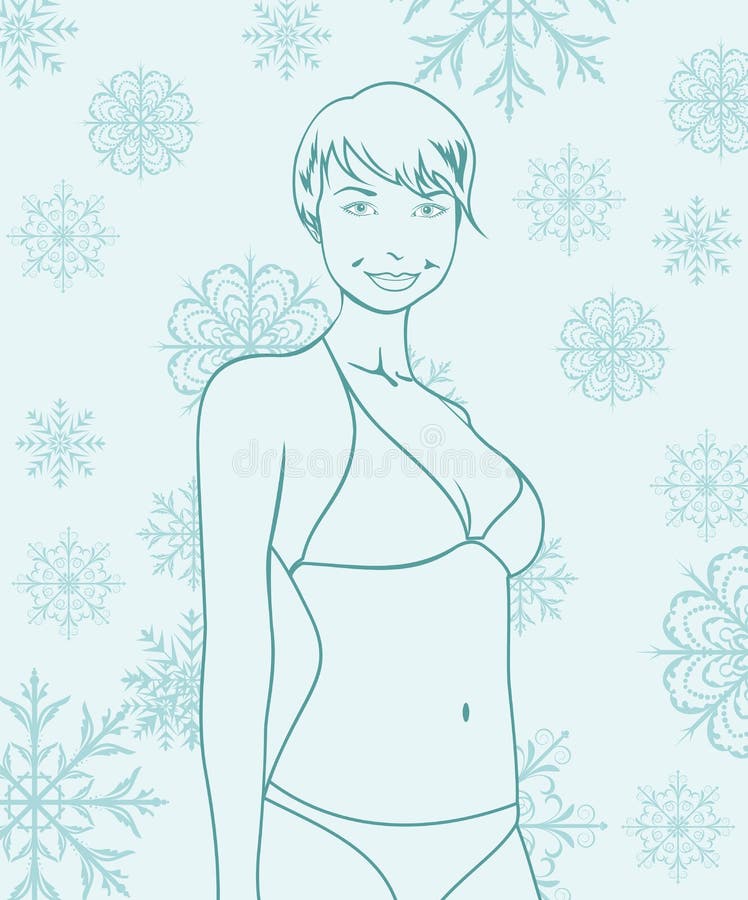 Retrato abstracto de la muchacha del invierno ilustración del vector Retrato abstracto de la muchacha del invierno ilustración del vector