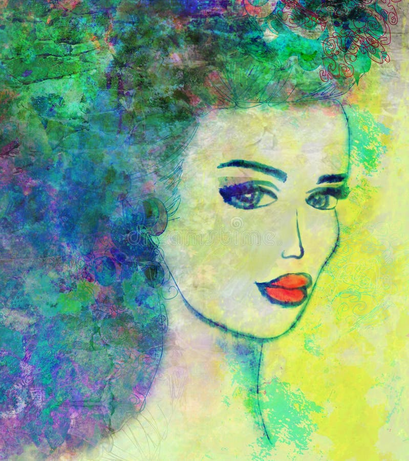 Retrato abstracto de la mujer del grunge stock de ilustración Retrato abstracto de la mujer del grunge stock de ilustración