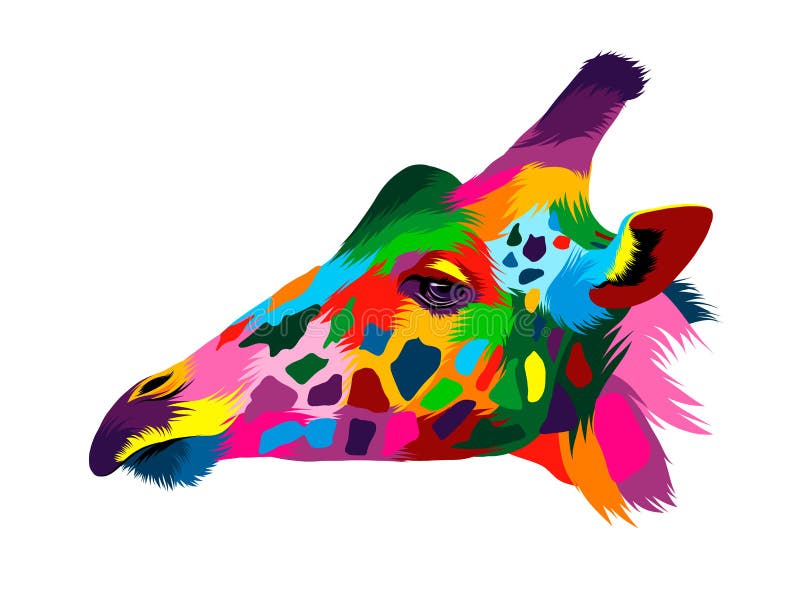 retrato de cabeça de cavalo de tintas multicoloridas. respingo de