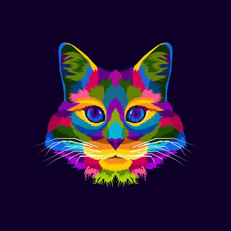 Retrato artístico colorido de gatos ilustração royalty free Retrato artístico colorido de gatos ilustração royalty free
