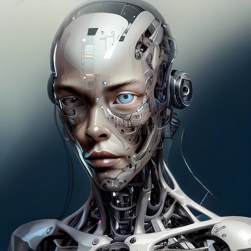 Retrato de mulher cibernética ilustração royalty free