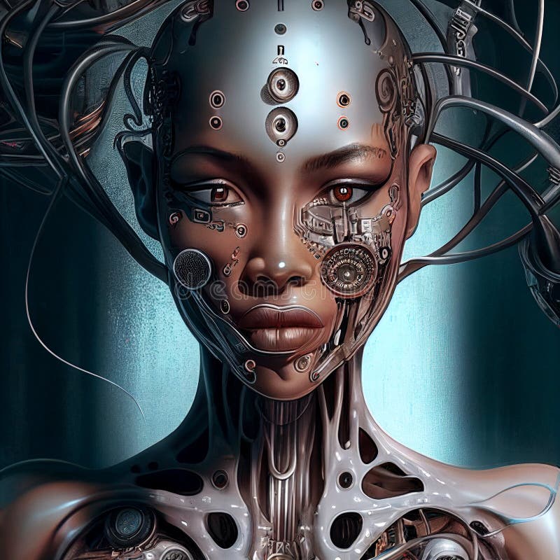 Retrato de mulher cibernética foto de stock royalty free