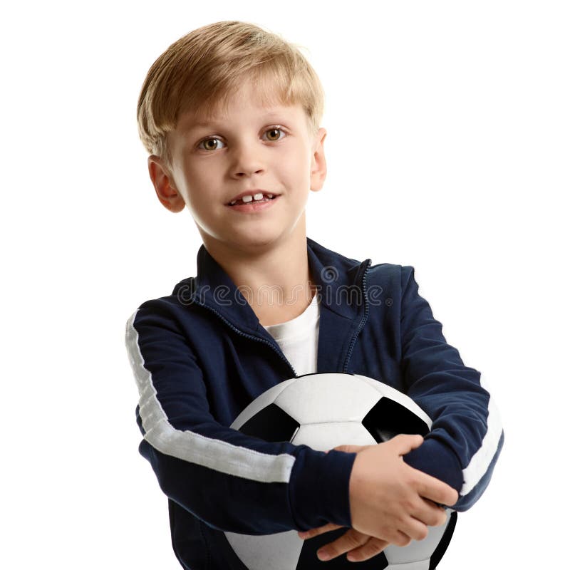 Retrato da criança do futebol foto de stock Retrato da criança do futebol foto de stock