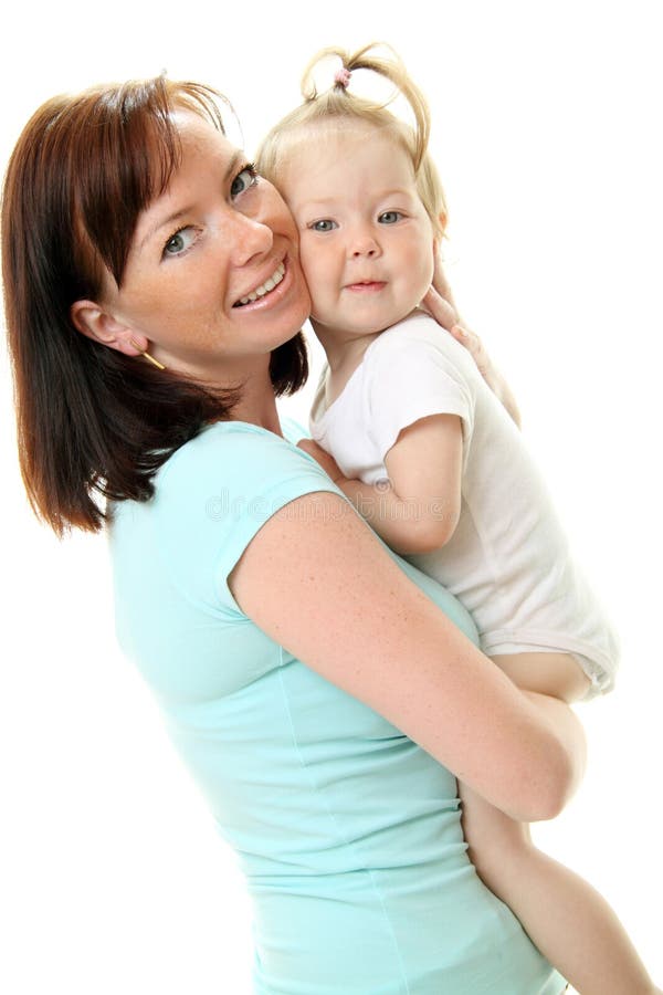 Retrato da matriz feliz com bebê imagem de stock Retrato da matriz feliz com bebê imagem de stock