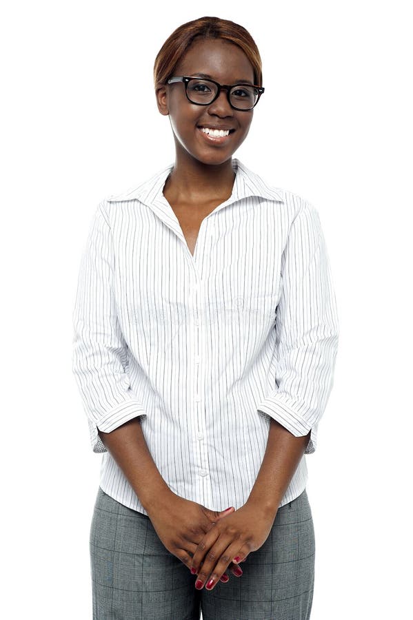 Retrato da mulher de negócios africana ocasional foto de stock Retrato da mulher de negócios africana ocasional foto de stock