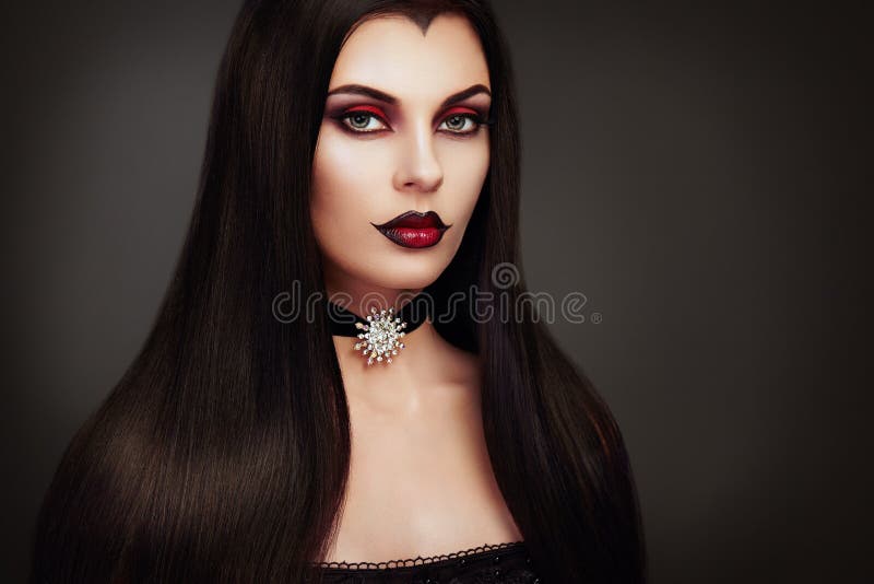 Retrato Da Mulher Do Vampiro De Dia Das Bruxas Imagem de Stock