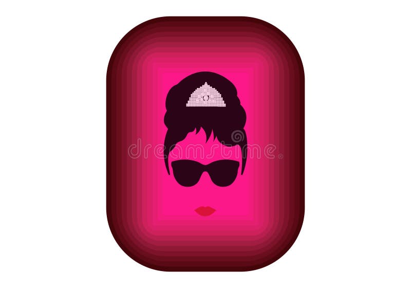 Pink Button Audrey Hepburn portrait isolated. Pink Button Audrey Hepburn portrait isolated