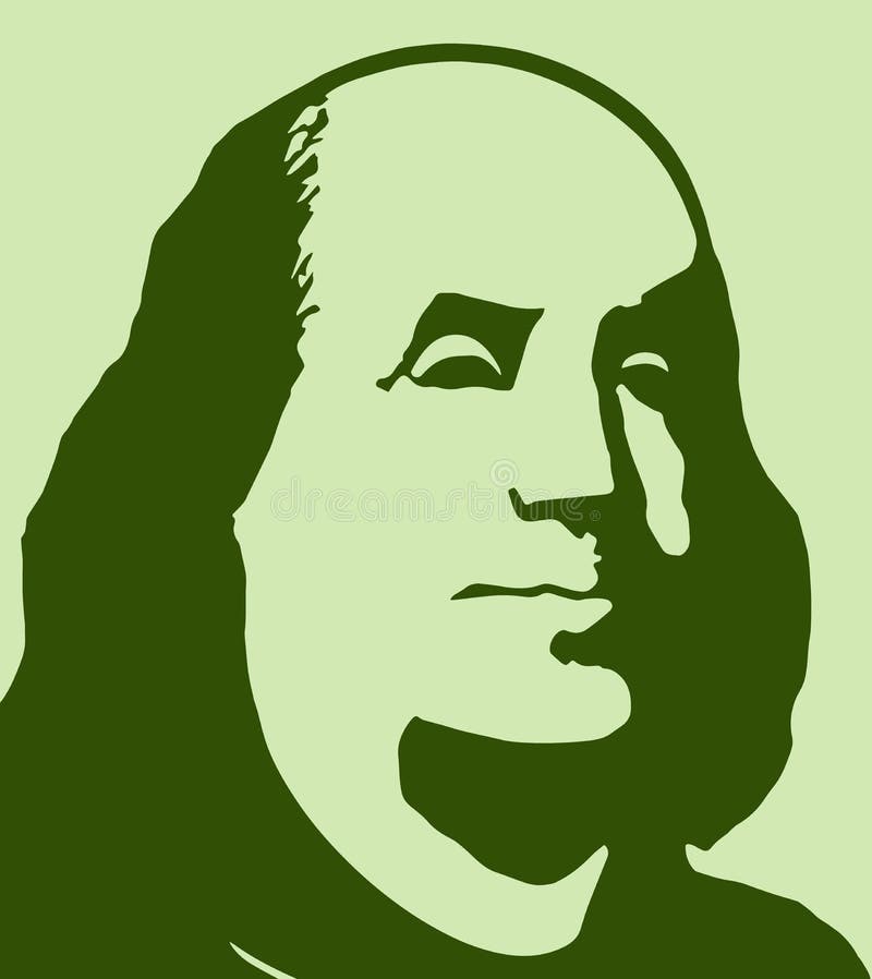 Retrato de Benjamin Franklin em um fundo branco ilustração stock Retrato de Benjamin Franklin em um fundo branco ilustração stock
