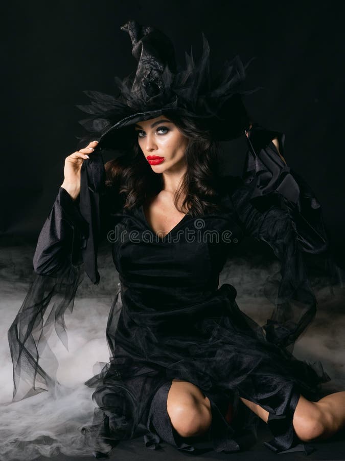 Elegante vestido de vampiro feminino, cosplay de Halloween, fantasia de  bruxa com acessórios de chapéu, ombro