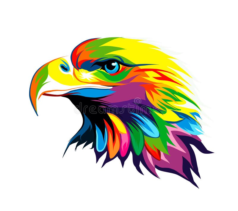 Retrato De Cabeza De águila Calva De Pinturas Multicolores. Salpicadura Del  Dibujo De Color Agua Realista Ilustración del Vector - Ilustración de  retrato, presa: 234526429