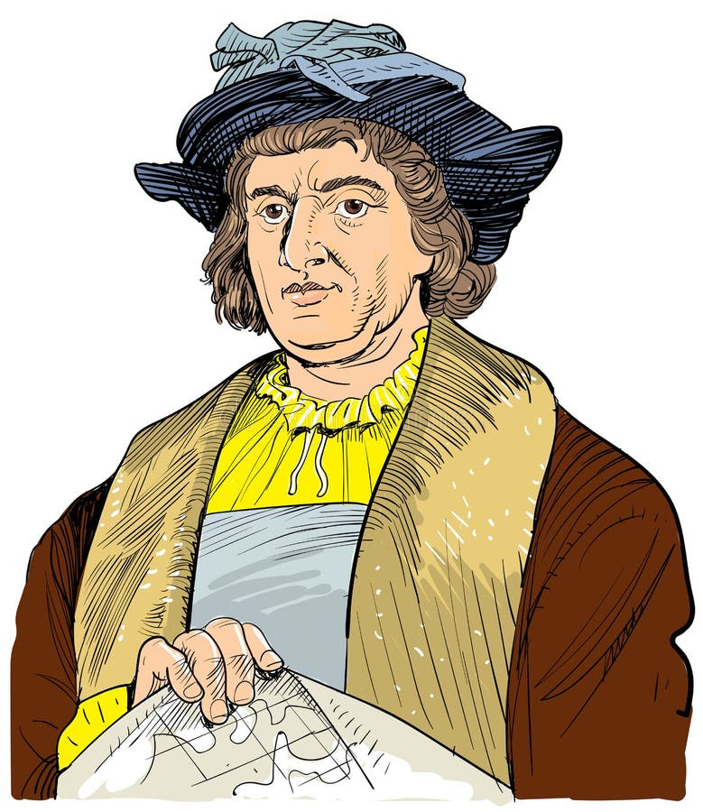 Retrato de Christopher Columbus, vector stock de ilustración
