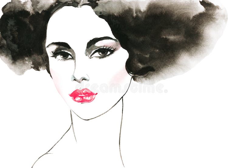 Retrato de la acuarela de la mujer hermosa libre illustration Retrato de la acuarela de la mujer hermosa libre illustration