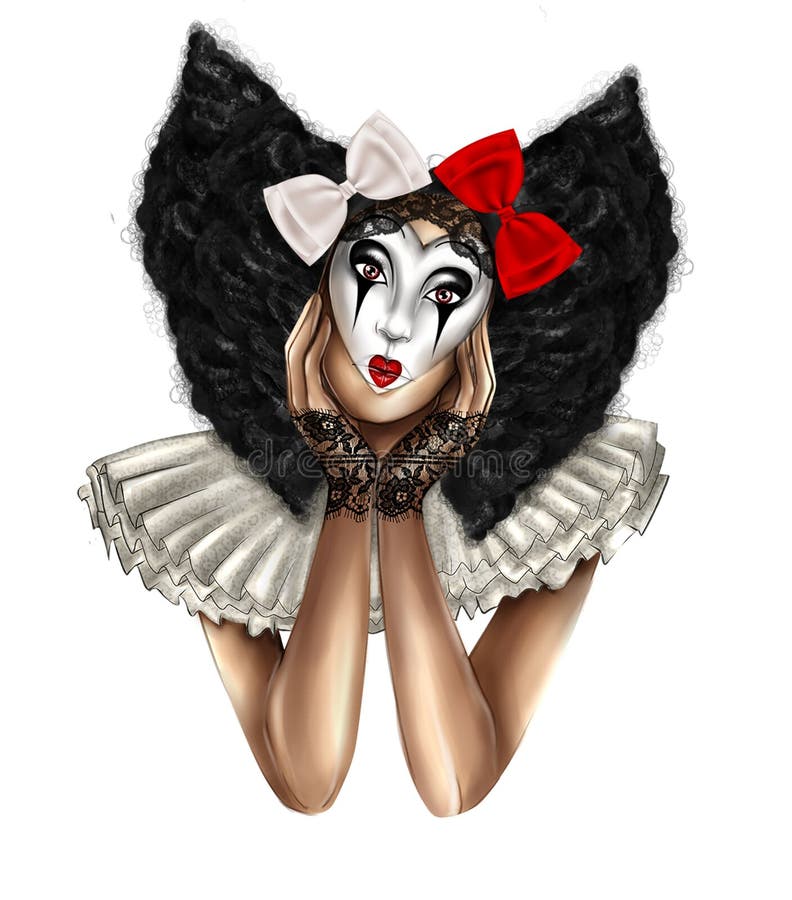 Retrato de la muchacha vestido como payaso del bufón libre illustration Retrato de la muchacha vestido como payaso del bufón libre illustration
