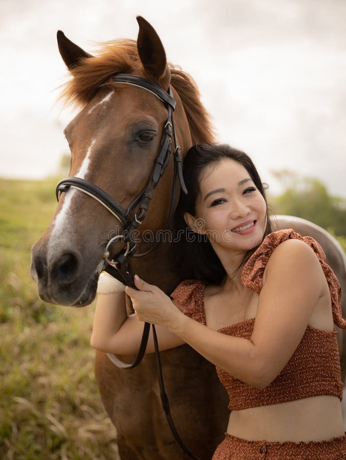 Cavalo Marrom Feliz Sorrindo No Verão Foto Royalty Free, Gravuras