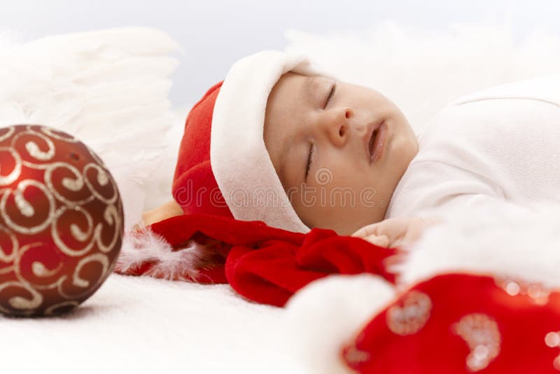 Retrato de pequeño Papá Noel durmiente imagen de archivo libre de regalías Retrato de pequeño Papá Noel durmiente imagen de archivo libre de regalías