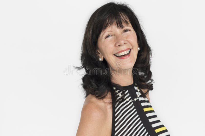 Retrato de sorriso superior da felicidade da mulher adulta fotos de stock royalty free Retrato de sorriso superior da felicidade da mulher adulta fotos de stock royalty free