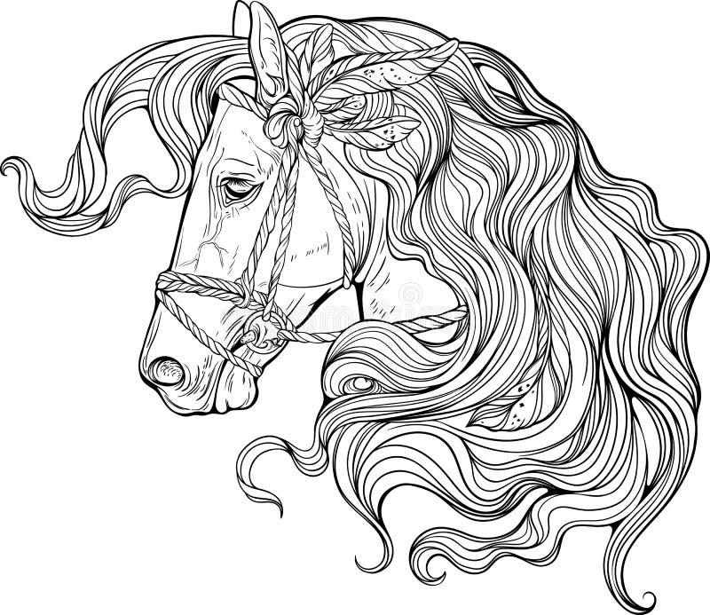 Desenho Gráfico De Cabeça De Cavalo Ilustração do Vetor - Ilustração de  branco, modelo: 112761263