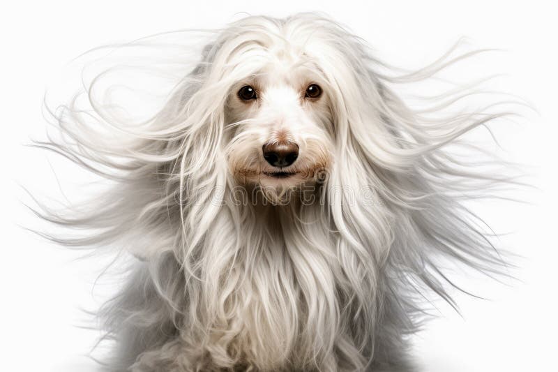 Retrato de um cão com cabelo branco longo ilustração royalty free