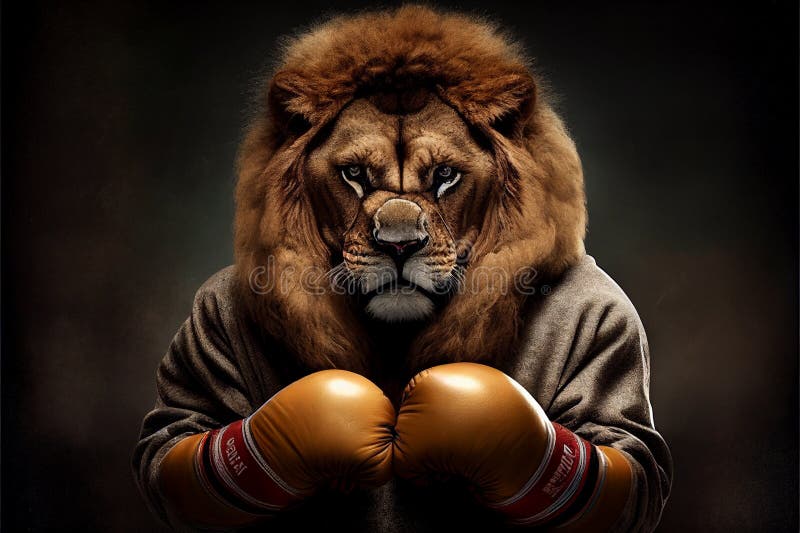 Retrato De Un León En Un Traje De Chándal Y Guantes De Boxeo. Generado Por  Ai. Stock de ilustración - Ilustración de salud, activo: 269388971