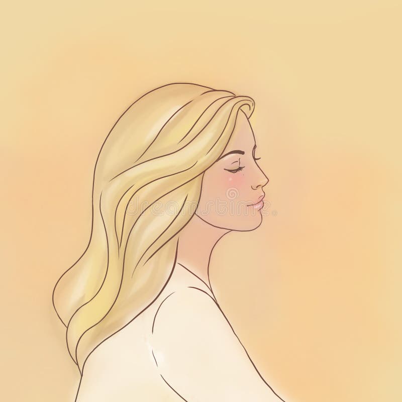 Retrato de una chica joven en perfil stock de ilustración Retrato de una chica joven en perfil stock de ilustración