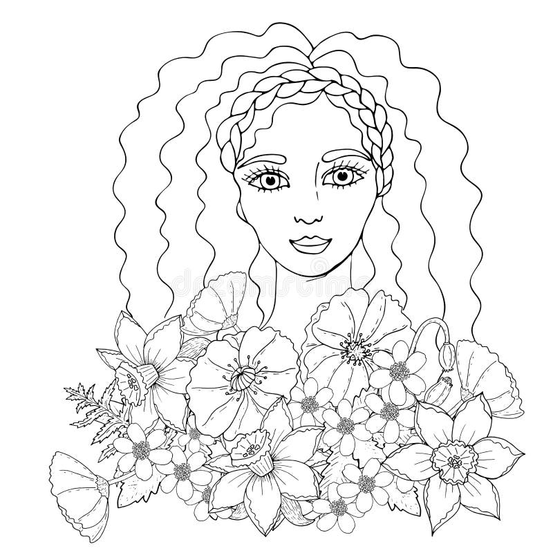 Retrato De Una Muchacha Hermosa Con La Flor Para Colorear, Cubiertas, Etiquetas Engomadas, Camisetas Ilustración del Vector - Ilustración de colorante, modelo: 154489493 Retrato De Una Muchacha Hermosa Con La Flor Para Colorear, Cubiertas, Etiquetas Engomadas, Camisetas Ilustración del Vector - Ilustración de colorante, modelo: 154489493