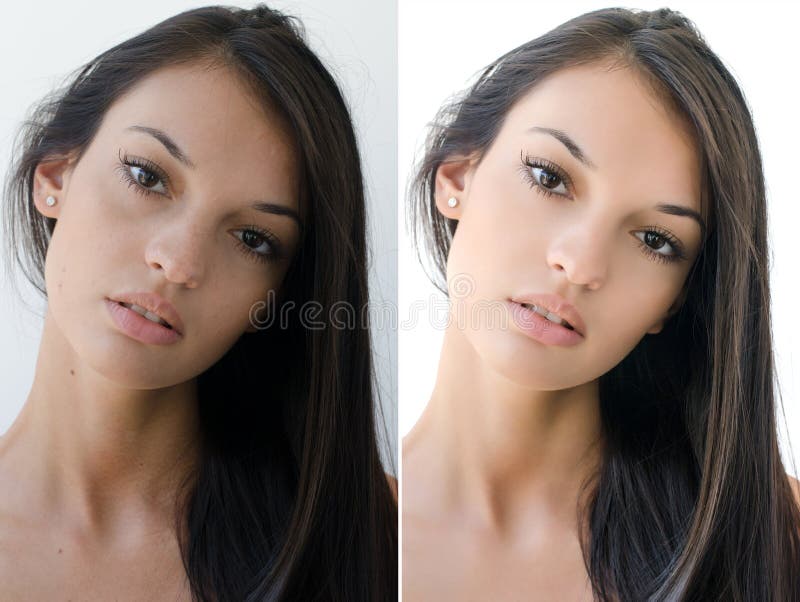 Retrato De Una Muchacha Morena Hermosa Antes Y Después De Retocar Con El Photoshop Imagen de archivo - Imagen de acné, cosmético: 48950965 Retrato De Una Muchacha Morena Hermosa Antes Y Después De Retocar Con El Photoshop Imagen de archivo - Imagen de acné, cosmético: 48950965