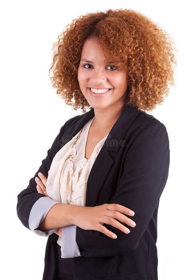 Retrato de una mujer de negocios afroamericana joven - peop negro imagen de archivo libre de regalías