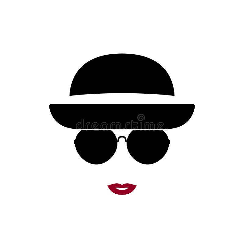 Retrato de vidros vestindo e de chapéu da mulher na moda bonita ilustração stock Retrato de vidros vestindo e de chapéu da mulher na moda bonita ilustração stock