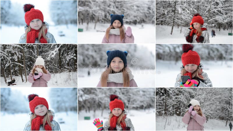 Retrato de vídeo de 4 mil de niñas en invierno metrajes
