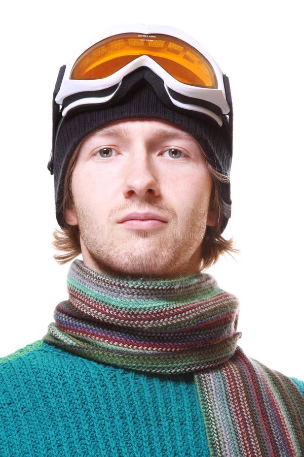 Skier portrait isolated over white. Skier portrait isolated over white