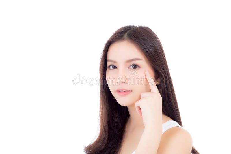 Retrato del maquillaje asiático de la mujer hermosa del cosmético, mano de la muchacha foto de archivo libre de regalías Retrato del maquillaje asiático de la mujer hermosa del cosmético, mano de la muchacha foto de archivo libre de regalías