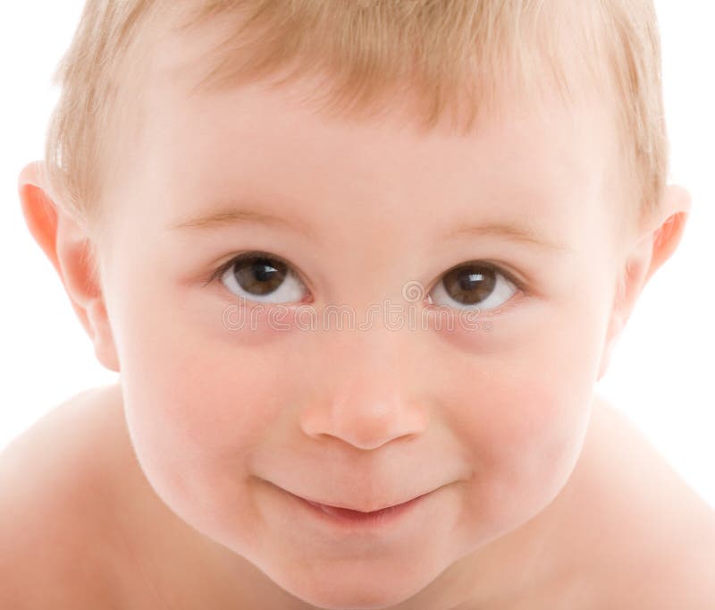 Retrato del niño pequeño aislado en blanco foto de archivo libre de regalías Retrato del niño pequeño aislado en blanco foto de archivo libre de regalías
