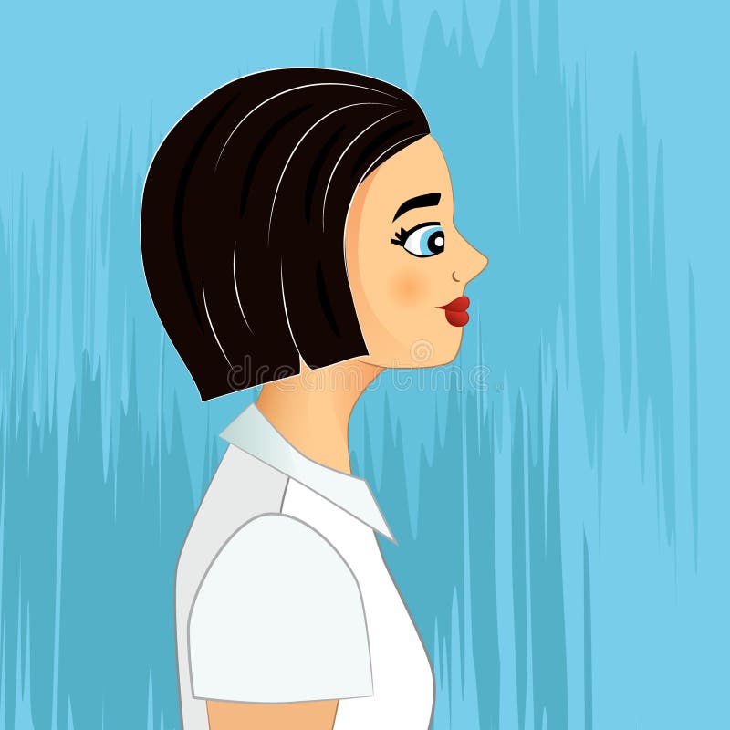 Retrato del oficinista Muchacha cabelluda negra en la blusa blanca ilustración del vector Retrato del oficinista Muchacha cabelluda negra en la blusa blanca ilustración del vector