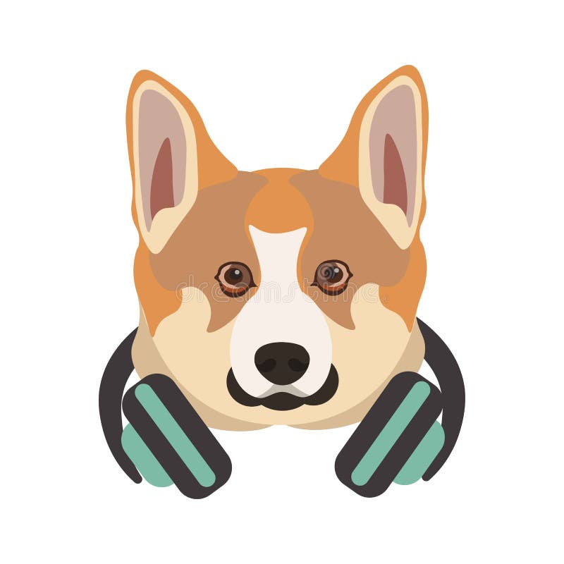 Retrato del perro de la raza de Basenji con los auriculares en cuello ilustración del vector Retrato del perro de la raza de Basenji con los auriculares en cuello ilustración del vector