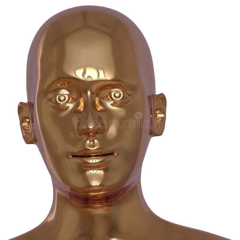 Retrato disparado principal do único close-up da cara do homem do ferro dourado ilustração do vetor Retrato disparado principal do único close-up da cara do homem do ferro dourado ilustração do vetor
