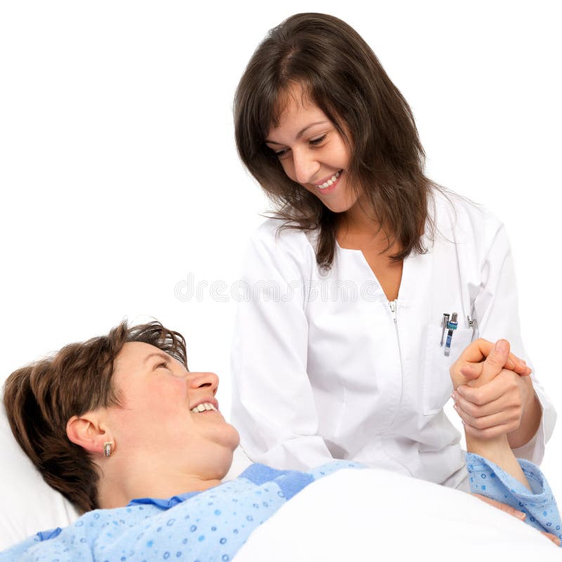 Retrato do doutor novo e do paciente superior imagens de stock Retrato do doutor novo e do paciente superior imagens de stock