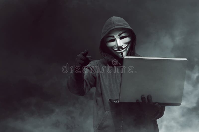 Foto de Retrato De Hacker E Rede Hack Significado Portátil De