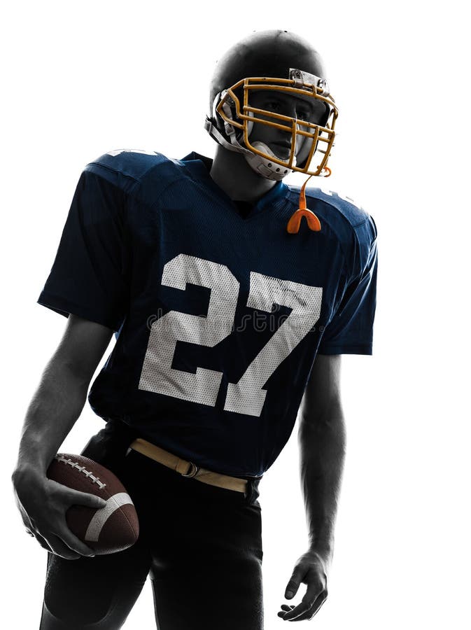 Retrato do homem do jogador de futebol americano do lançador imagens de stock royalty free Retrato do homem do jogador de futebol americano do lançador imagens de stock royalty free