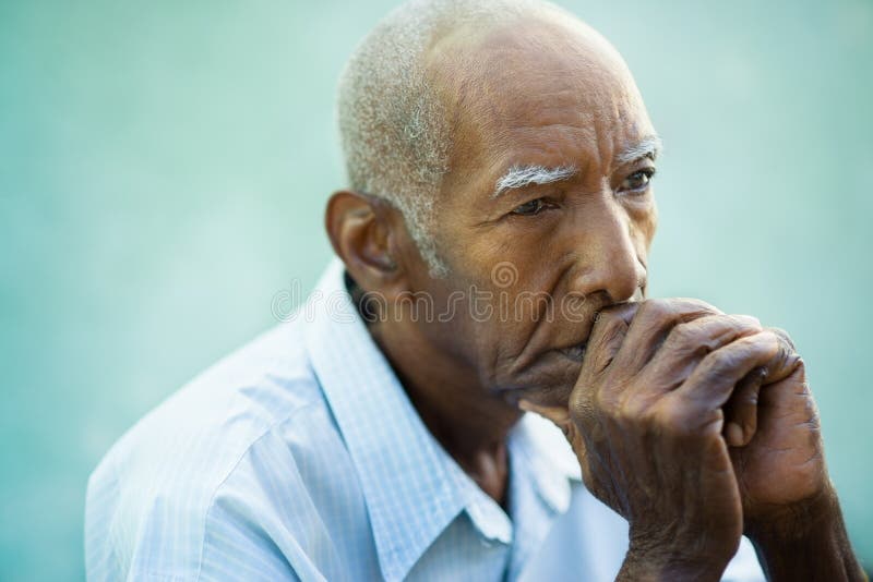 Seniors portrait of contemplative old african american man looking away. Copy space. Seniors portrait of contemplative old african american man looking away. Copy space