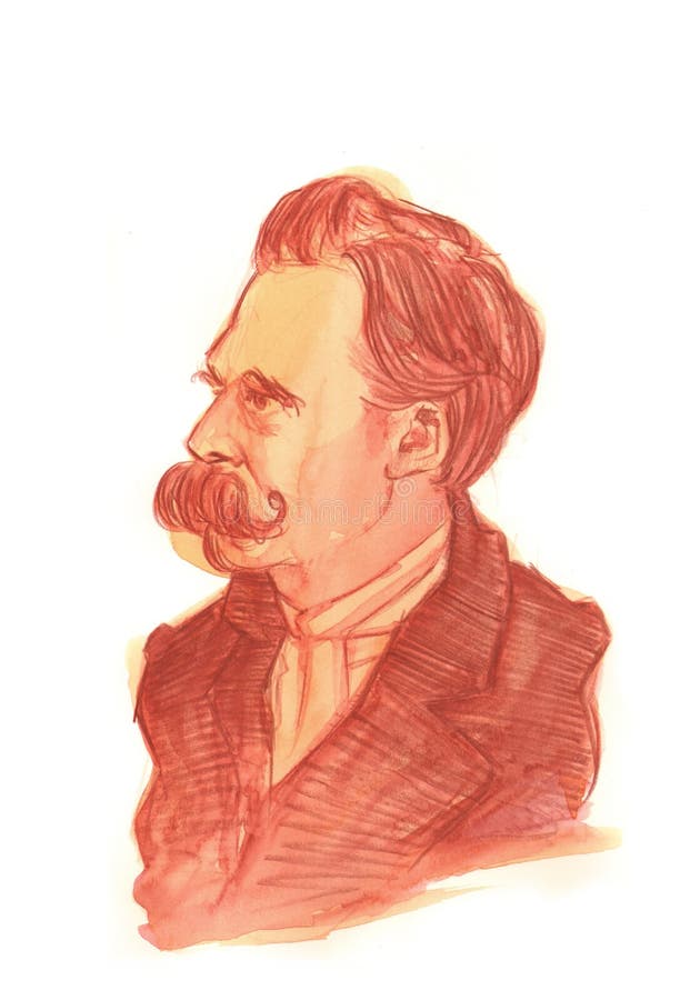 Retrato do Watercolour de Friedrich Nietzsche