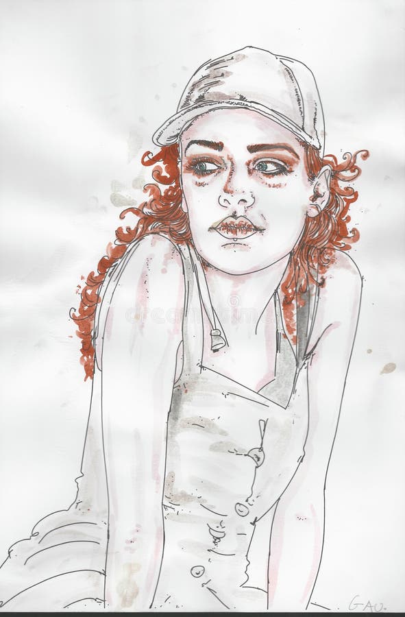 Retrato Feminino De Zena, Desenhos Originais Pintados Com Aquarela No Papel  Ilustração Stock - Ilustração de linha, farol: 163632177