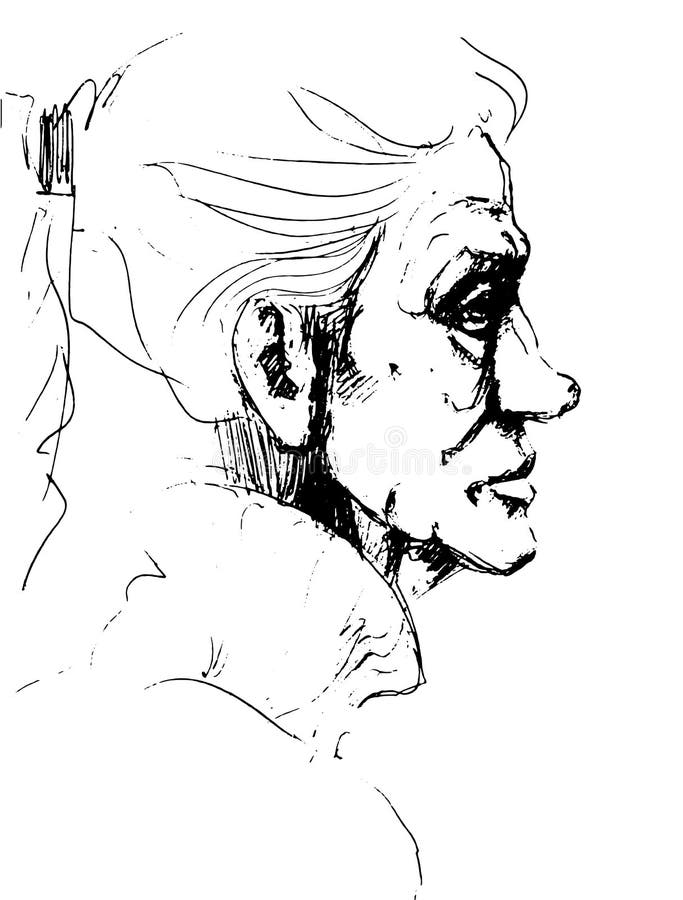 Retrato De Uma Mulher Chorando Desenhos Originais Pintados Com Aquarela No  Papel Ilustração Stock - Ilustração de desenhado, longo: 163632094