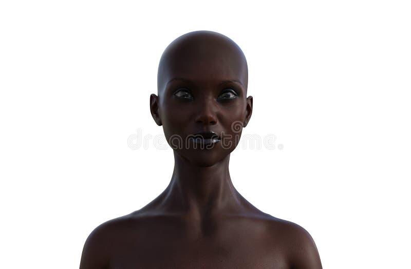 Retrato Modelo 3d De Una Mujer Calva Sobre Un Fondo Blanco Stock de  ilustración - Ilustración de pista, afro: 200323451