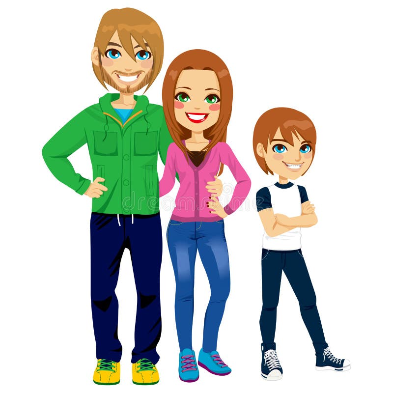 Retrato moderno da família ilustração do vetor Retrato moderno da família ilustração do vetor