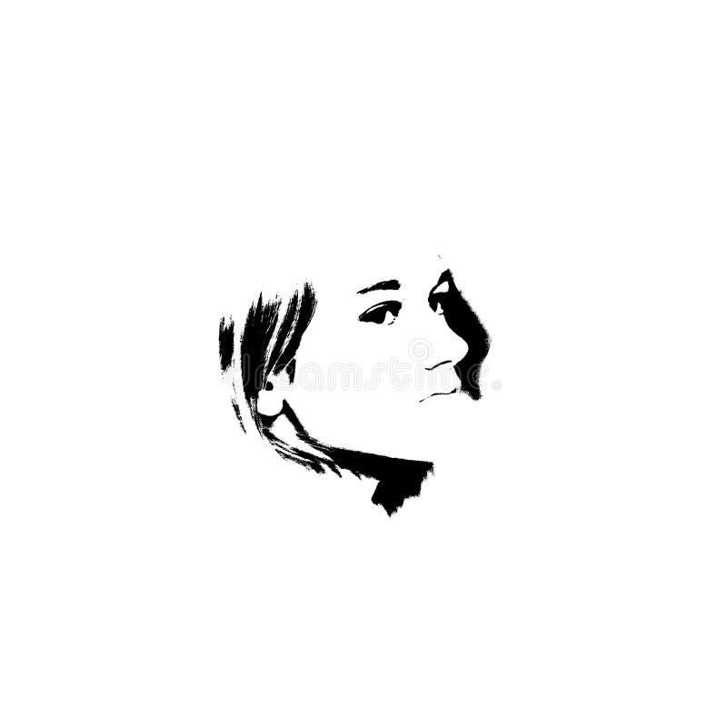 Retrato preto e branco da rapariga ilustração do vetor Retrato preto e branco da rapariga ilustração do vetor
