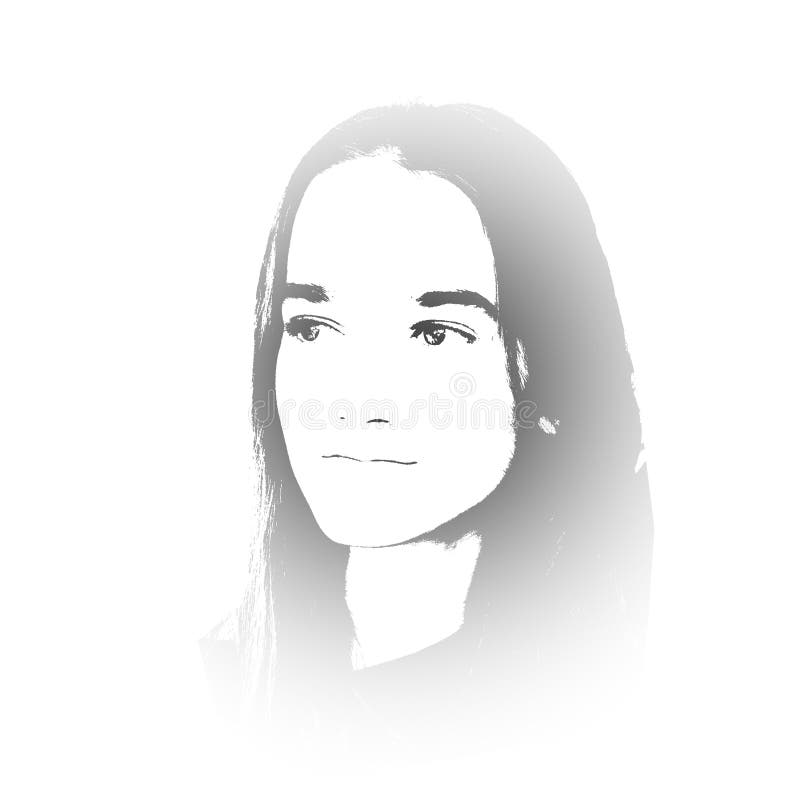 Retrato preto e branco da rapariga ilustração do vetor Retrato preto e branco da rapariga ilustração do vetor