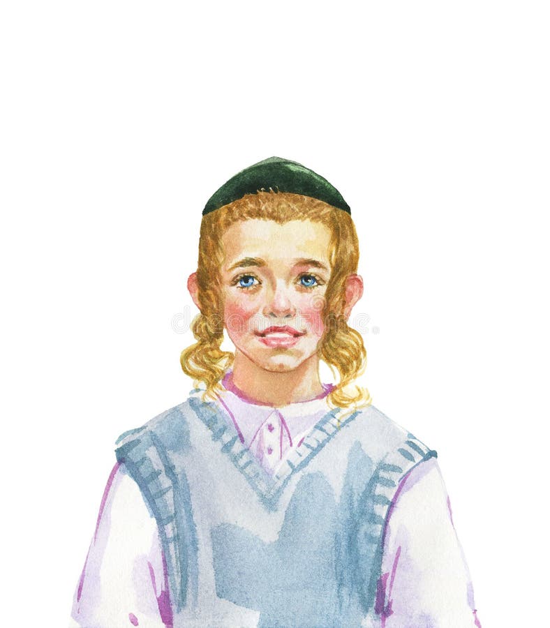 Retrato realista del niño de la acuarela ilustración del vector Retrato realista del niño de la acuarela ilustración del vector